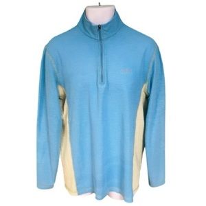 Orvis Blue & Light Green Trout Bum Half Zip Pullover Sweater Mens Size M